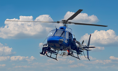 SJPD Air-3 Helicopter with officers perched outside