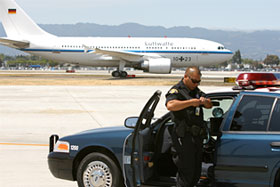 patrol car with a plane