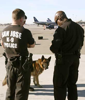 officers with a dog